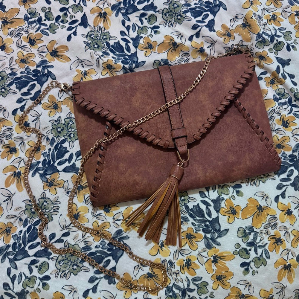 Brown Tassel Envelope Crossbody Bag - Women
